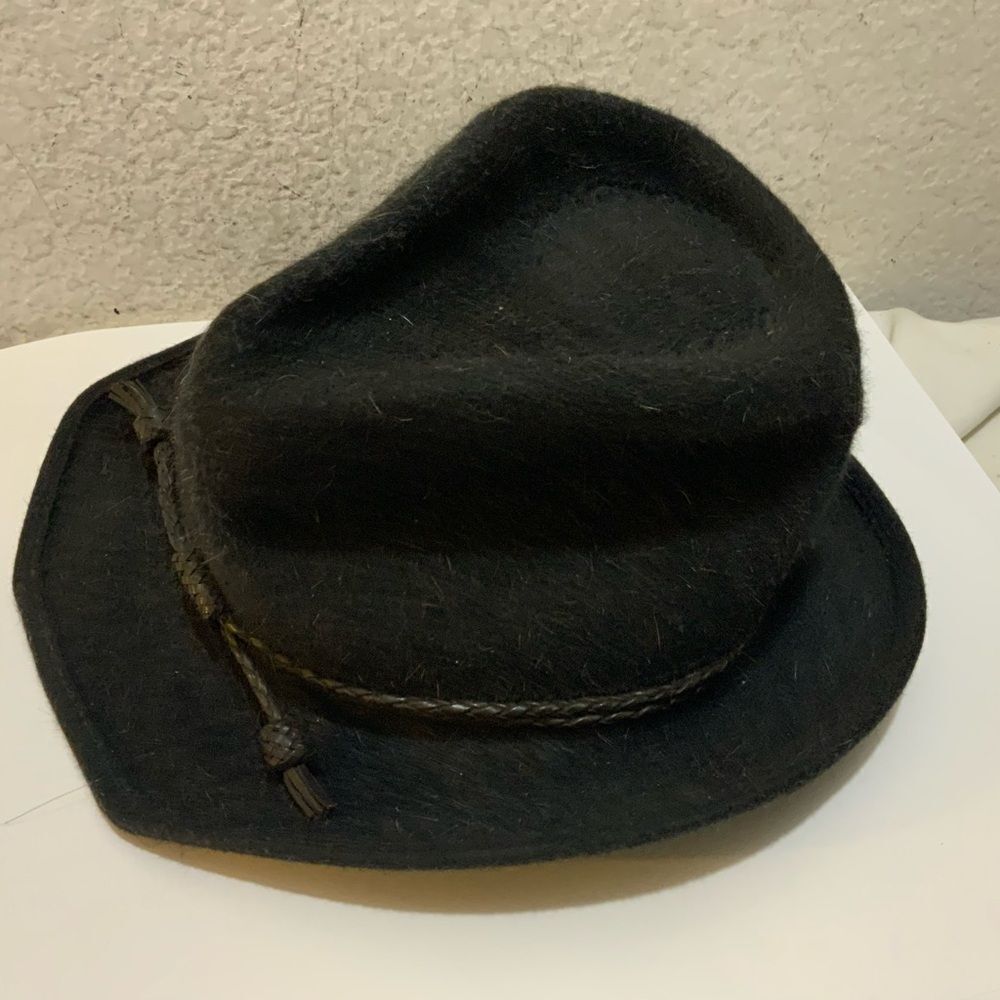 Eric Javits Western Cowboy Felt Hat Leather Trim
